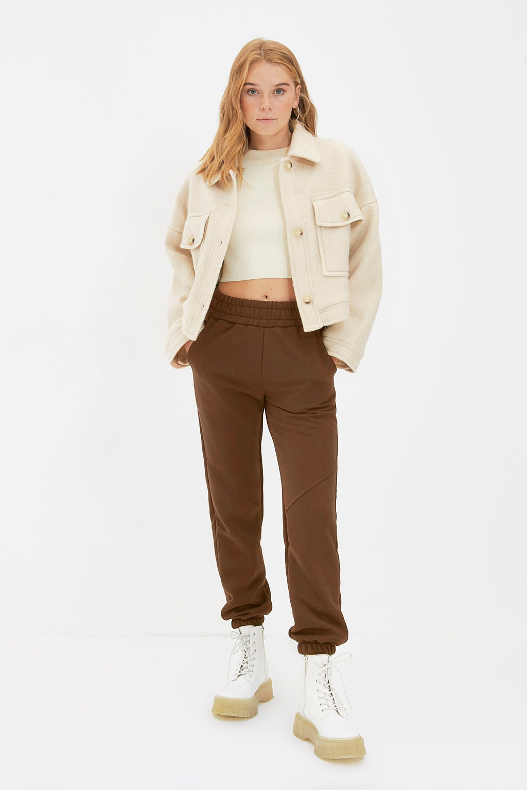 Kahverengi Basic Jogger Kal_n __i Polarl_ _rme E_ofman Alt_ Pantolon TWOAW21EA0010