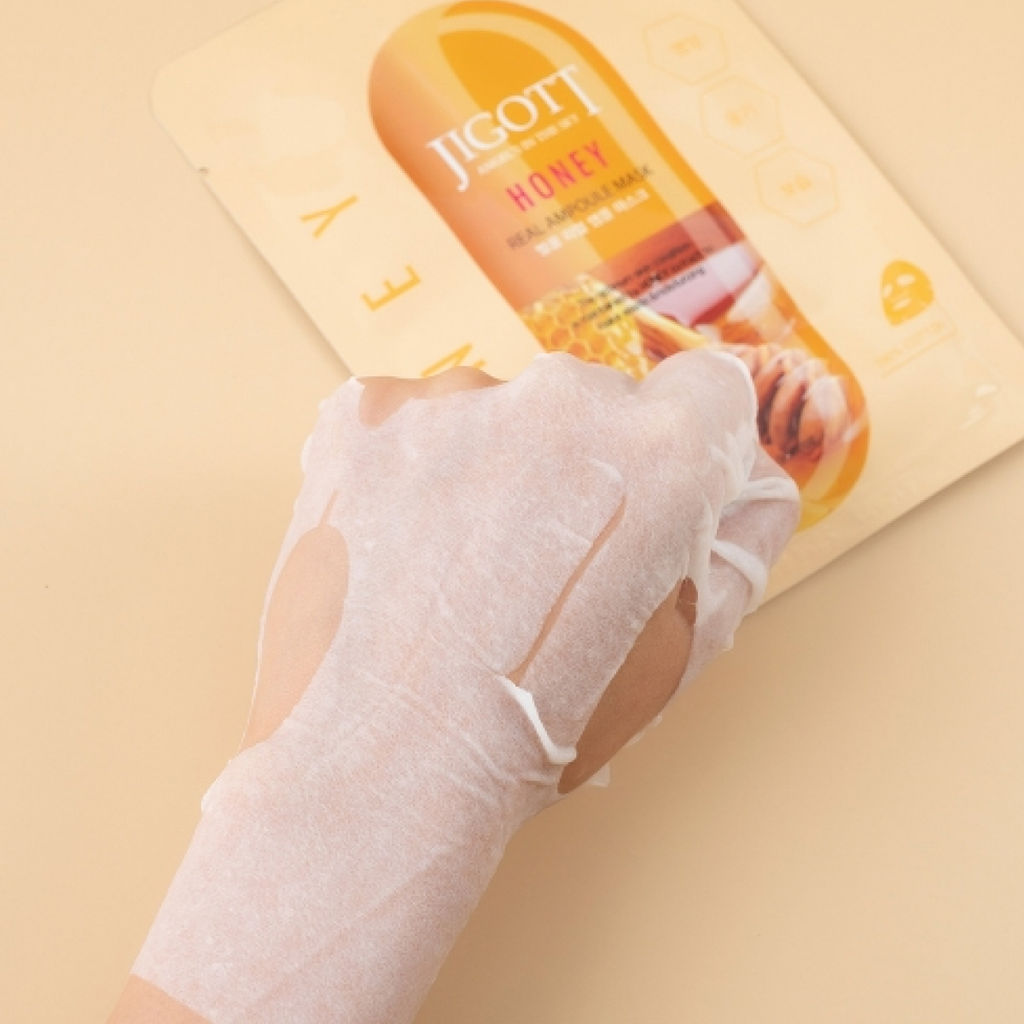 Jigott Ампульная тканевая маска с прополисом и мёдом / Honey Real Ampoule Mask, 27 мл УЦЕНКА