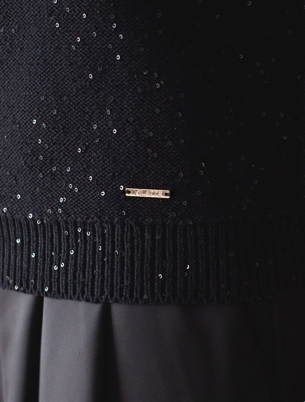 Джемпер поло с застежкой на пуговицы из хлопковой пряжи с пайетками - Vilatte фото 4