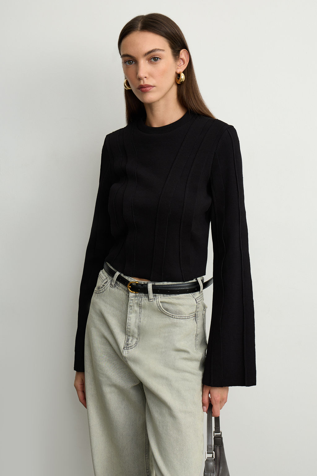 Лонгслив фактурный в рубчик с декоративными полосками - Mollis фото 3