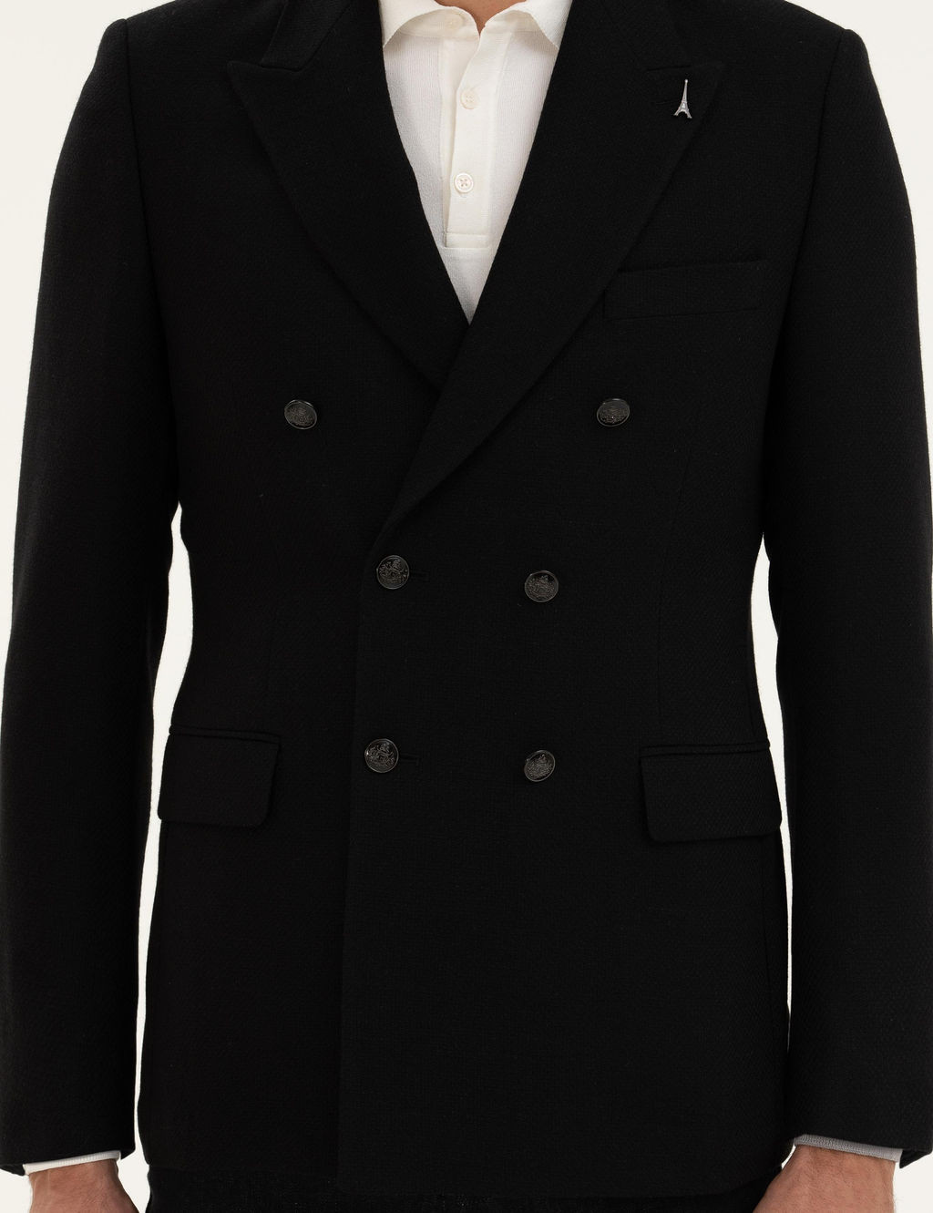 Черная приталенная куртка из смесовой шерсти - Cacharel фото 6