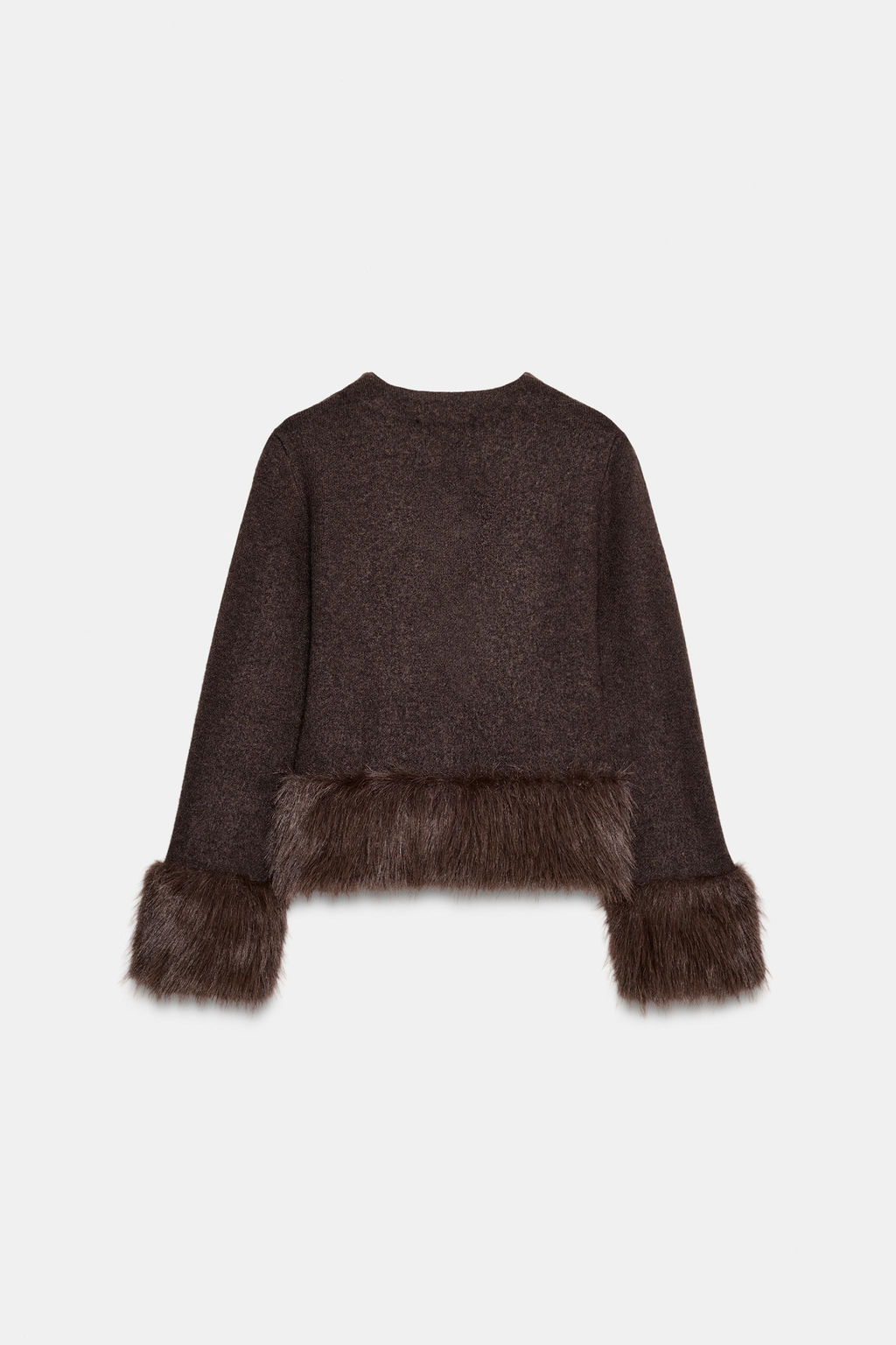CONTRAST KNIT FAUX FUR CARDIGAN - Zara фото 6