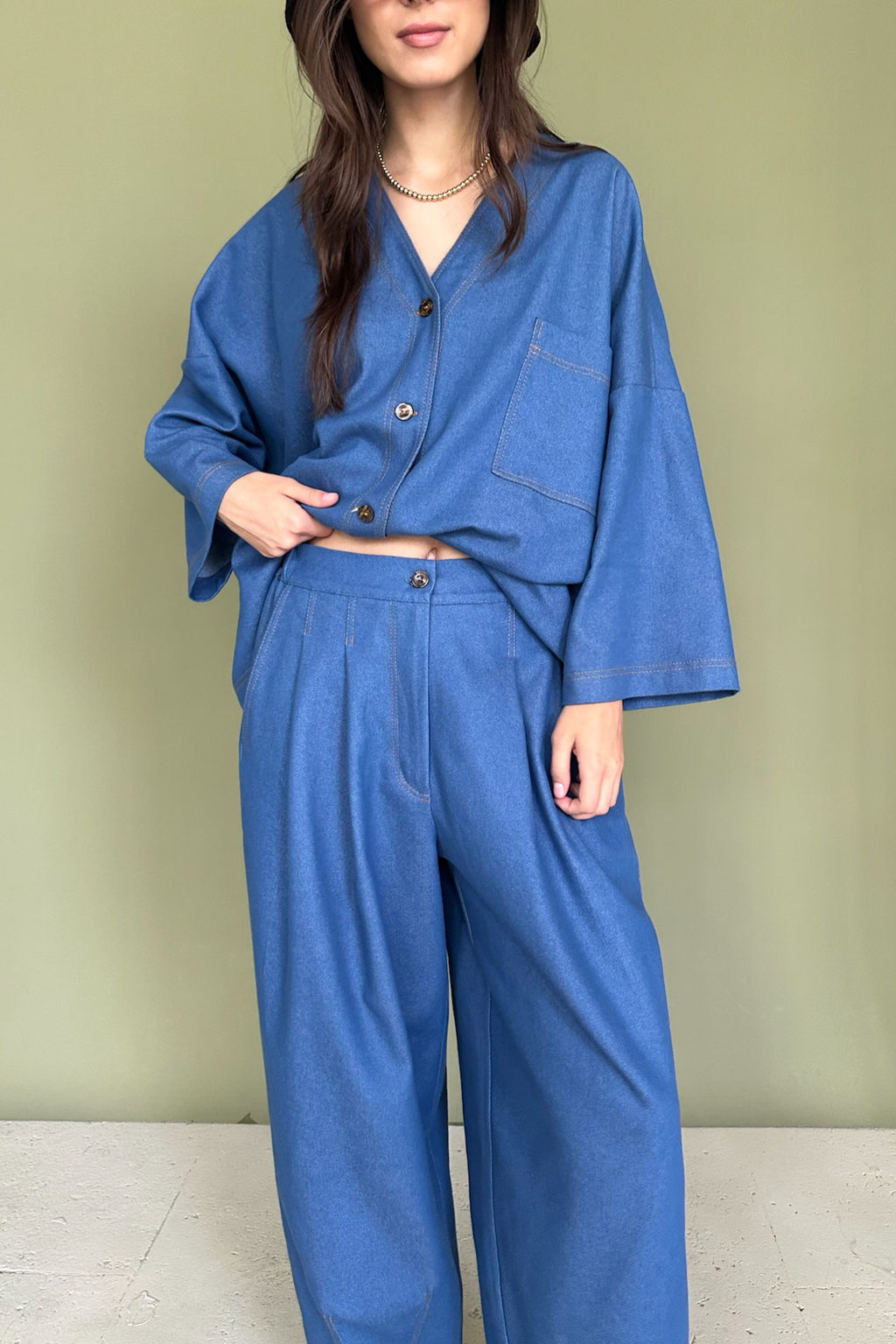 Брюки-бананы DENIM086/01/Синий