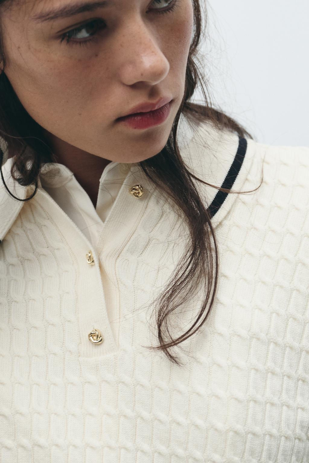 CABLE KNIT POLO NECK JUMPER - Zara фото 3