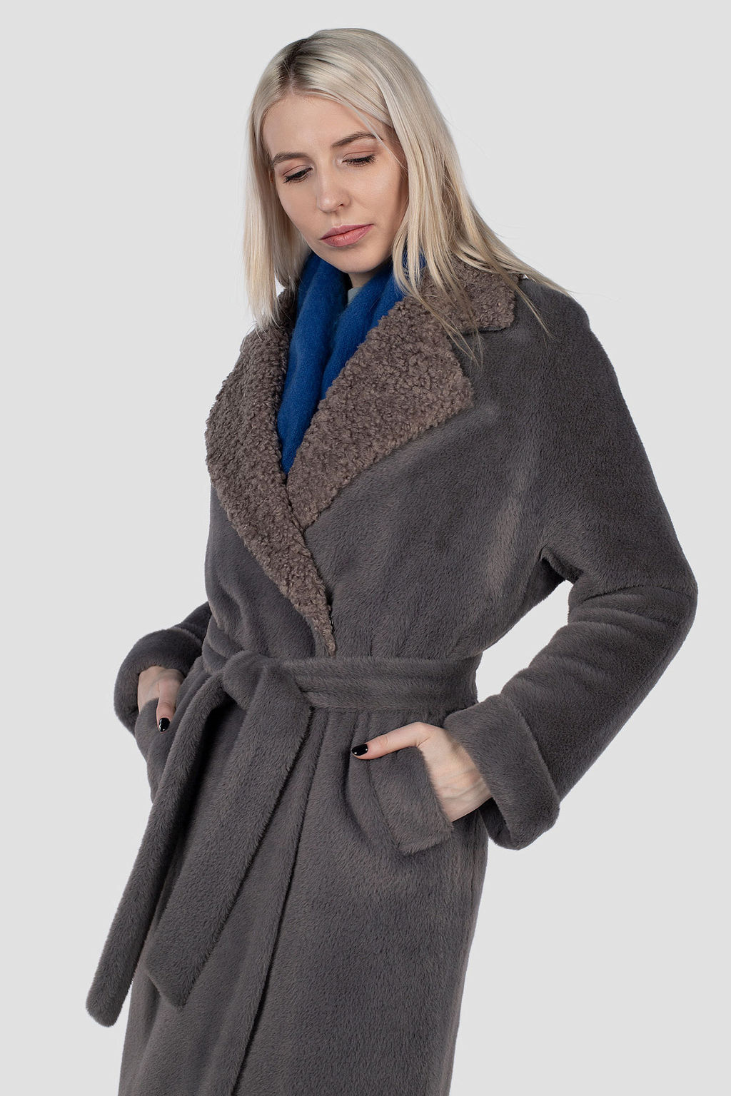 02-3192 Пальто женское утепленное (пояс) - El podio фото 7