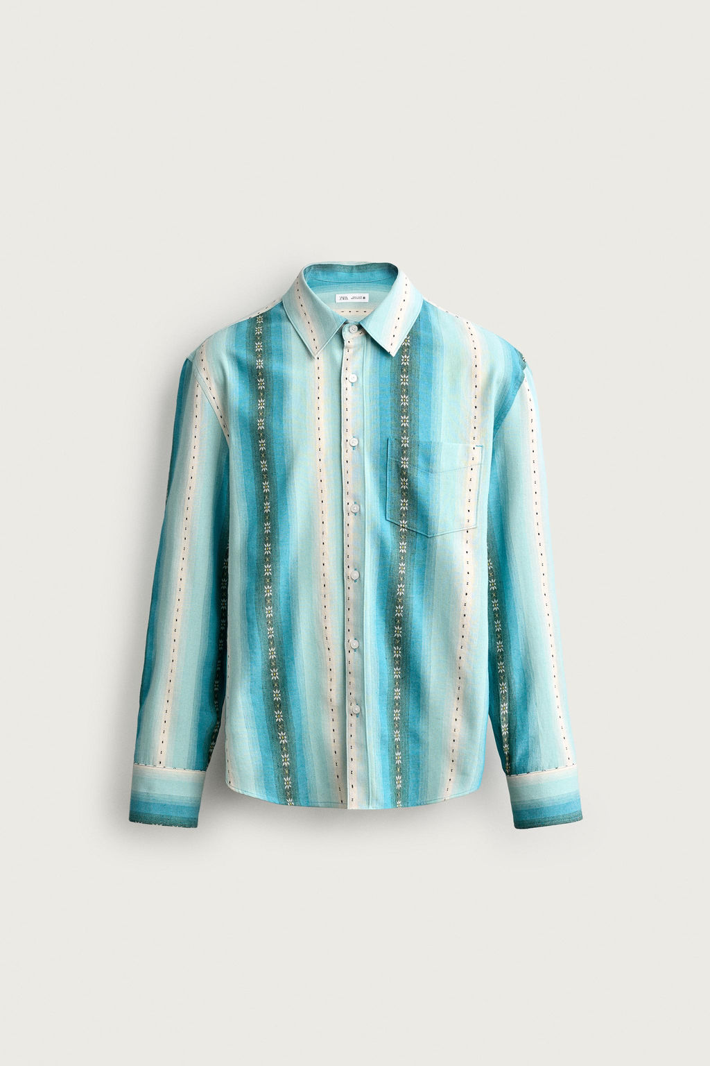 CAMISA RELAXED FIT JACQUARD RAYAS / Azules - Zara фото 7