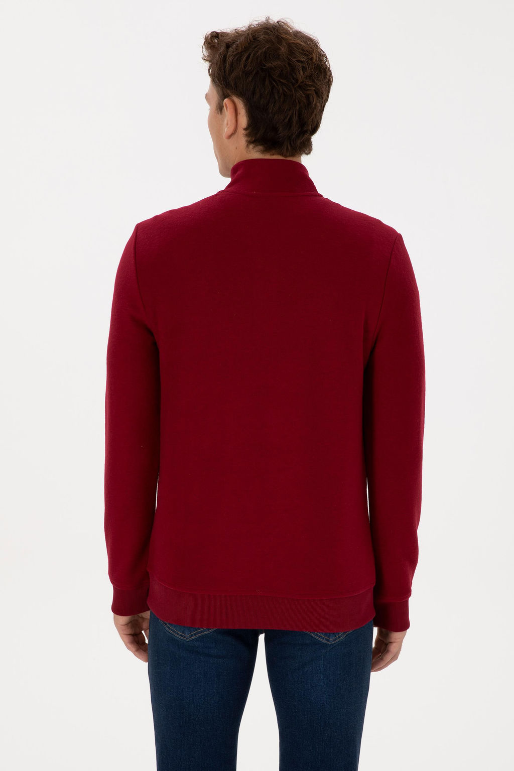 Erkek Regular Fit Yar_m Fermuarl_ Bordo Basic Sweatshirt - U.s. polo assn фото 5