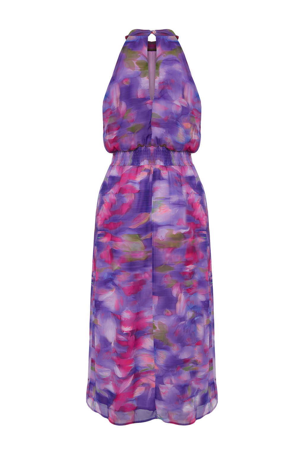 Mor Cicek Desenli A Kesim Sifon Astarl? Maxi Dokuma Elbise TWOSS24EL00661 - Trendyolmilla фото 8