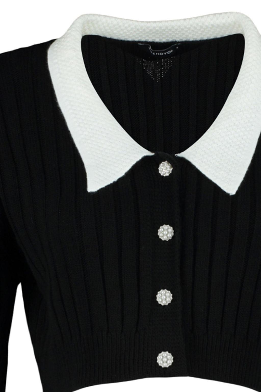 TRENDYOLMILLA Indigo Super Crop Gomlek Yaka Garnili Triko H?rka TWOAW23HI00519 фото 15