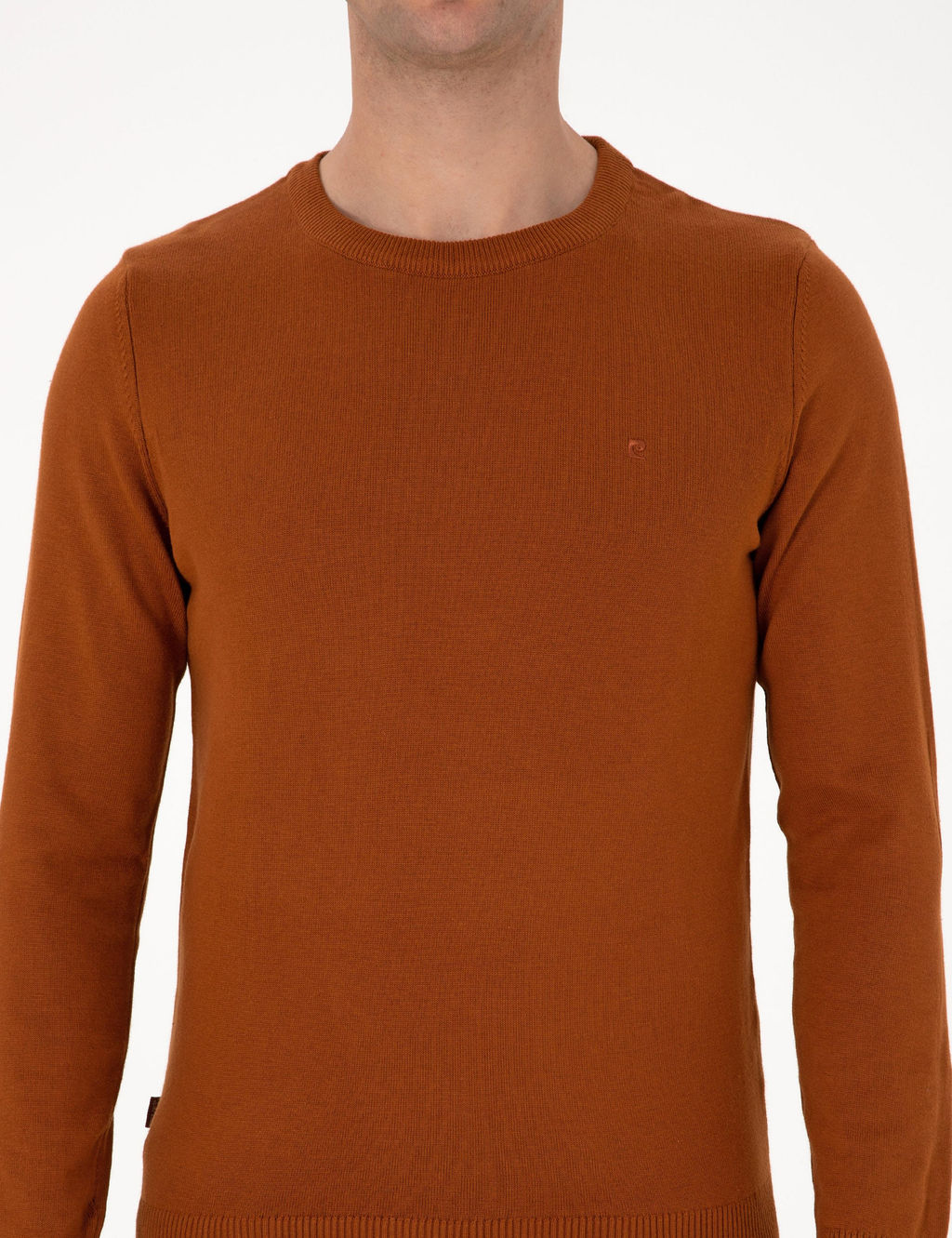 Kahverengi Slim Fit Bisiklet Yaka Basic Triko Kazak - Pierre cardin фото 6