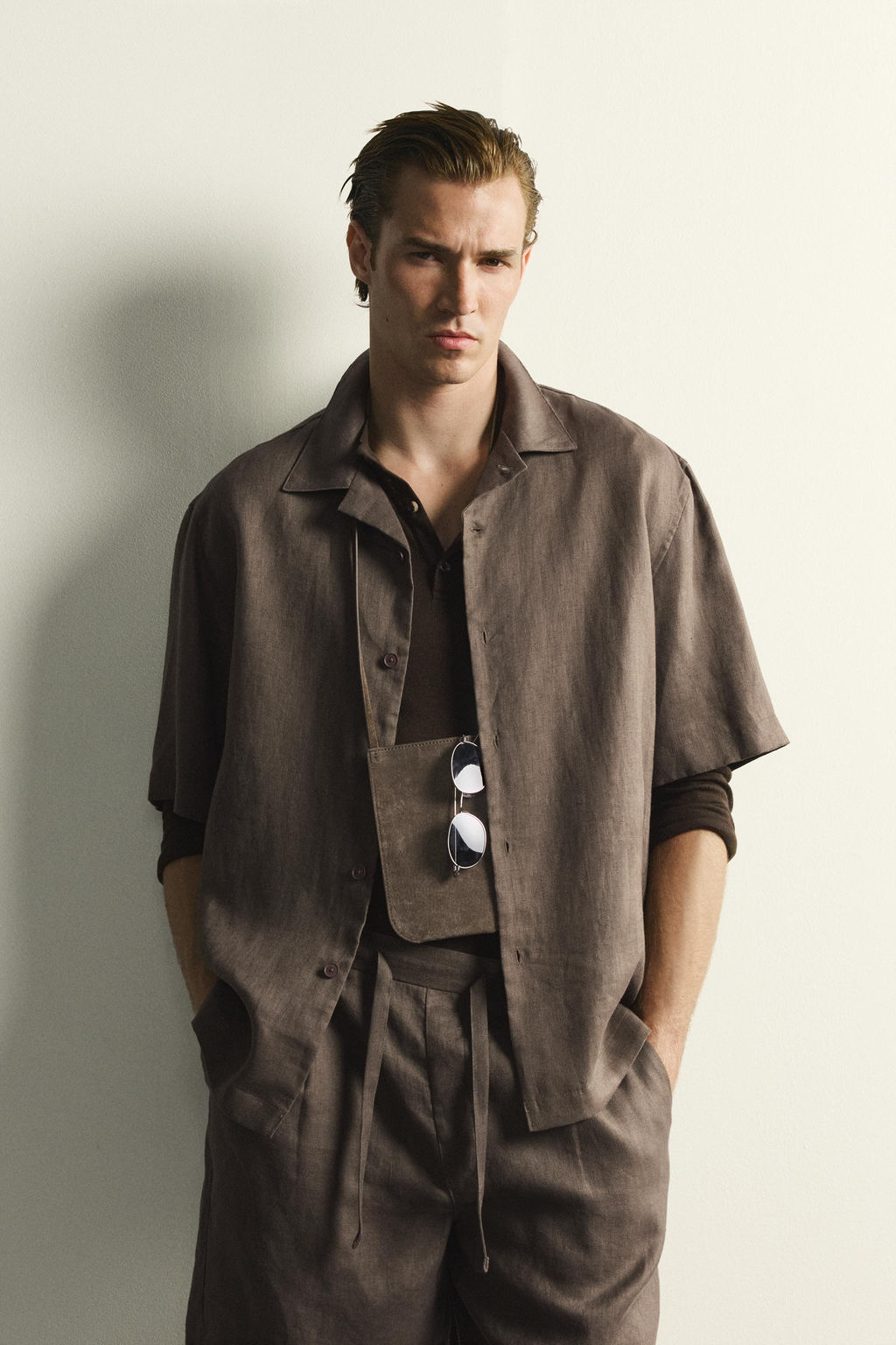 CAMISA RELAXED FIT 100% LINO / Marr?n / Topo - Zara фото 11