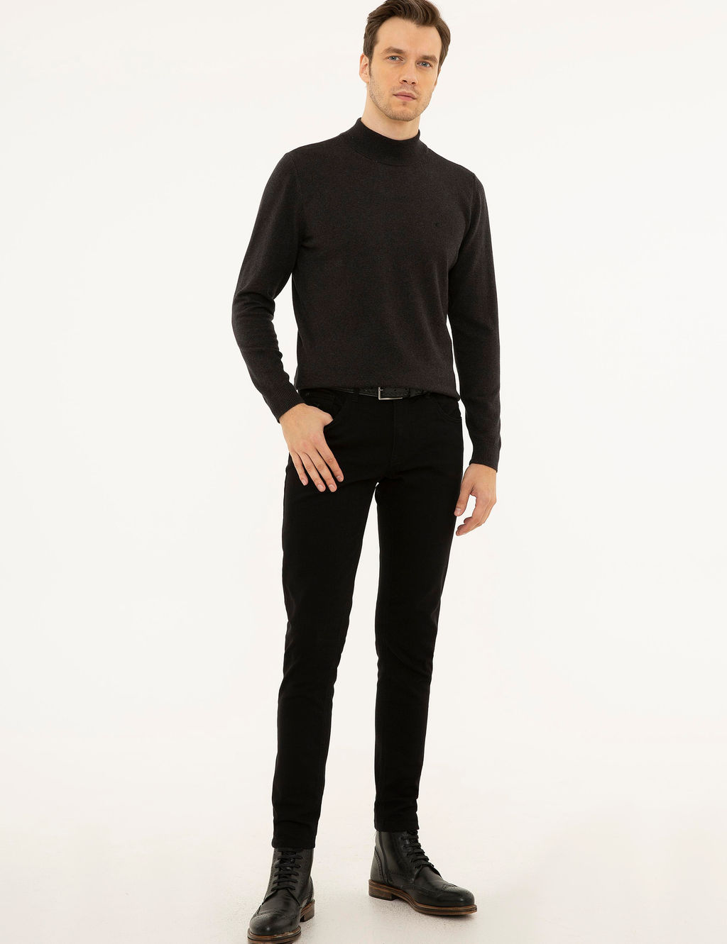 Koyu Gri Slim Fit Jean Pantolon