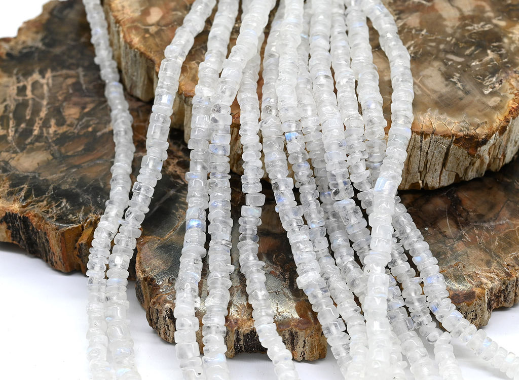 Бусины из натурального лунного камня (адуляр) диски 4*1,5мм, 32см, 155 бусин Радуга камня