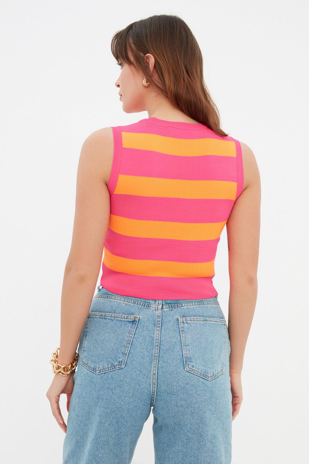 Fusya Crop Cizgili Ince Bluz TWOSS22BZ1173