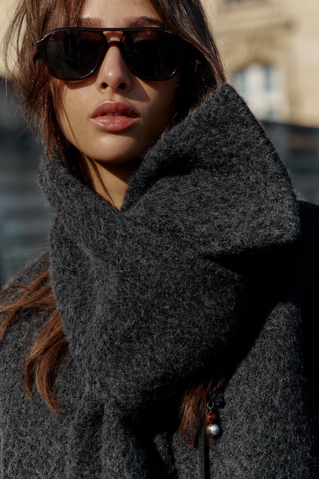 SHORT BOUCL_ COAT WITH SCARF - Zara фото 5