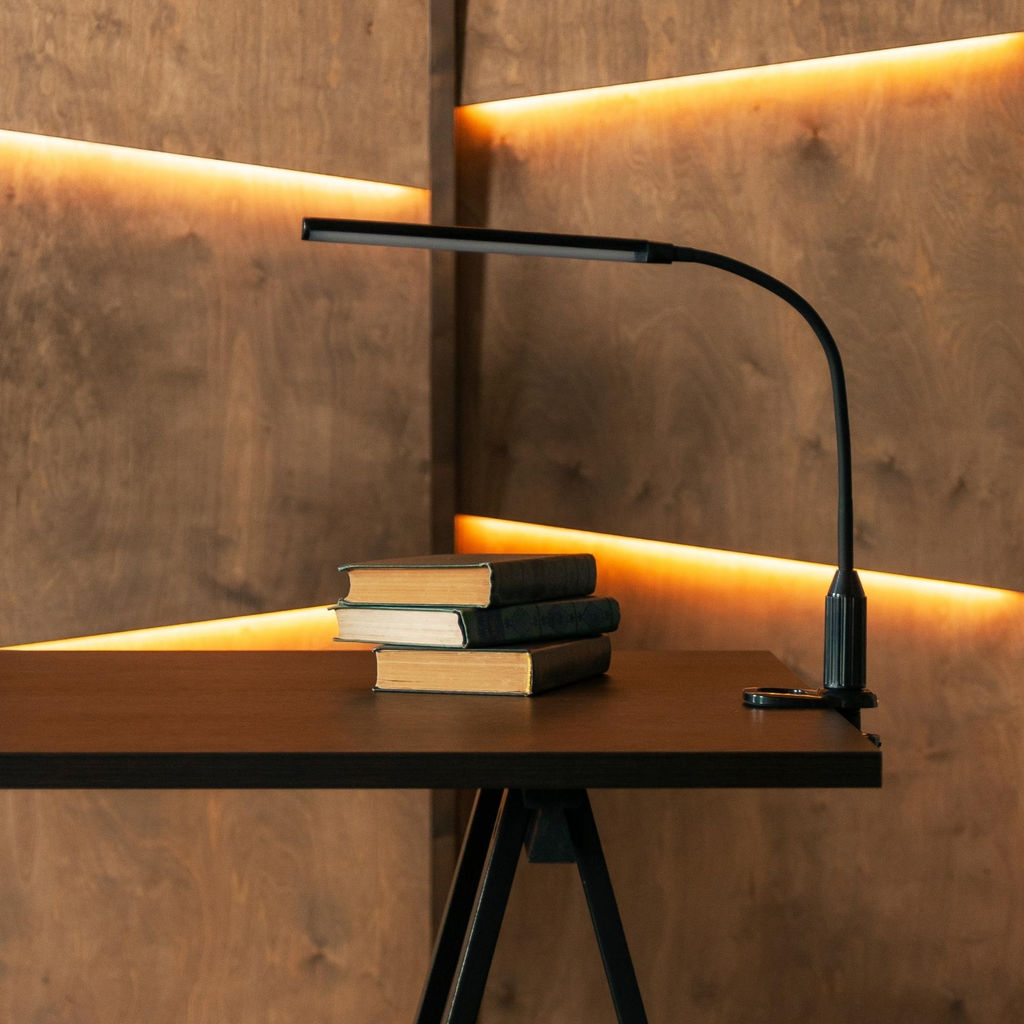TLD-572 Black/LED/500Lm/4500K/Dimmer Светильник настольный светодиодный на струбцине, 7W. Сенсорный выключатель. Диммер. Черный. ТМ Uniel - Volpe фото 13
