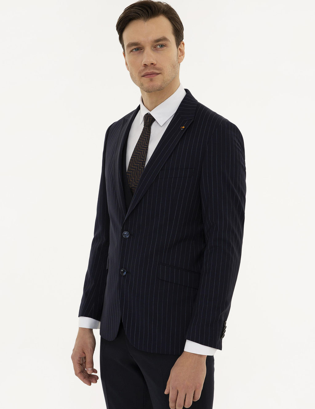 Светло-темно-синий приталенный шерстяной жакет - Cacharel фото 3