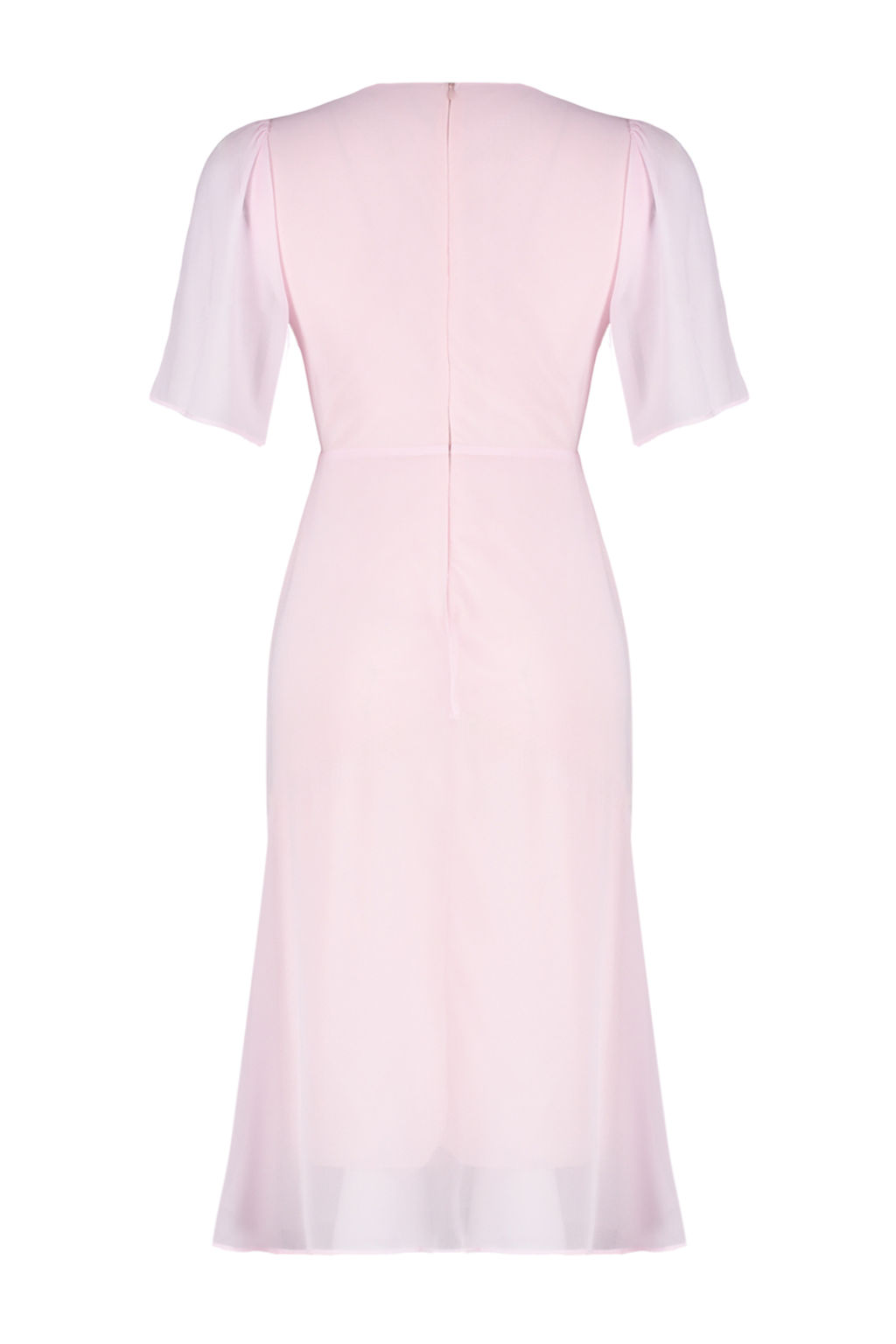 Pudra Etegi Volanl? A Kesim Sifon Midi Astarl? Dokuma Elbise TWOSS22EL00733