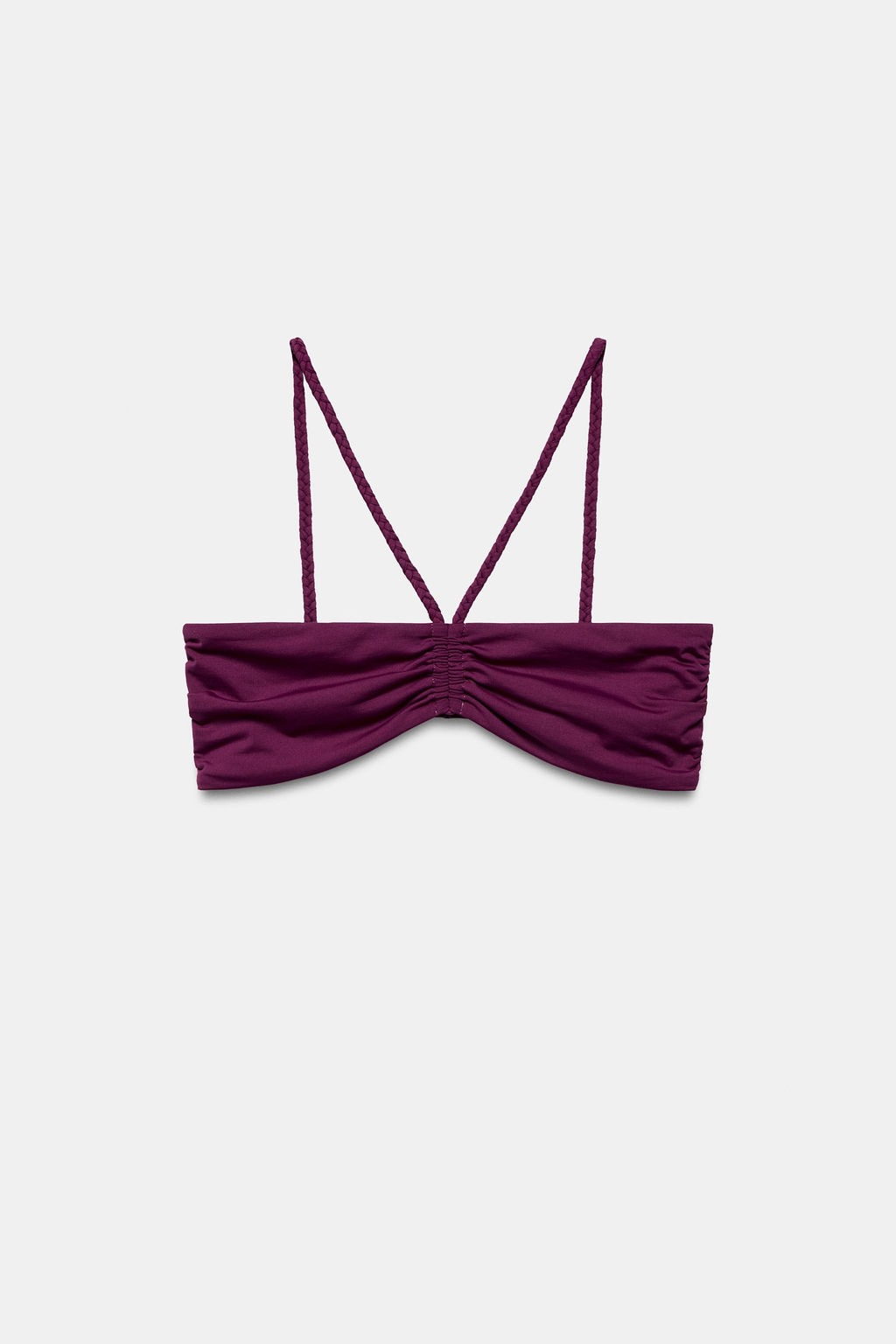 TOP BIKINI BANDEAU TIRANTES TRENZADOS / Berenjena - Zara фото 7