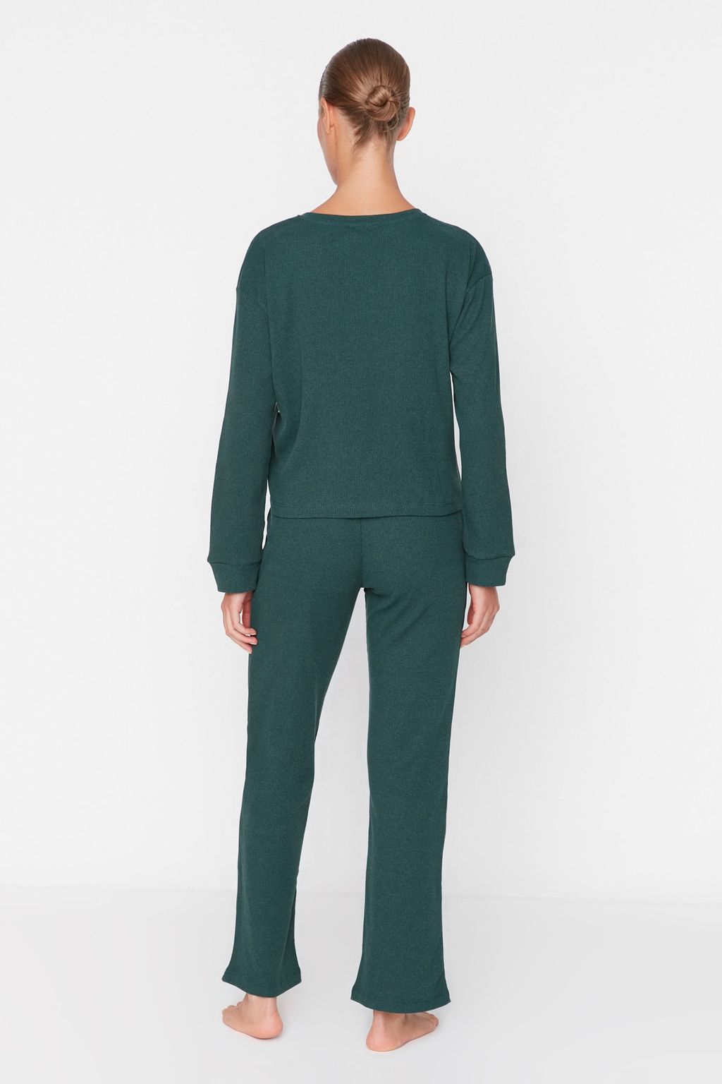 Koyu Yesil Fitilli Orme Pijama Tak?m? THMAW21PT0009