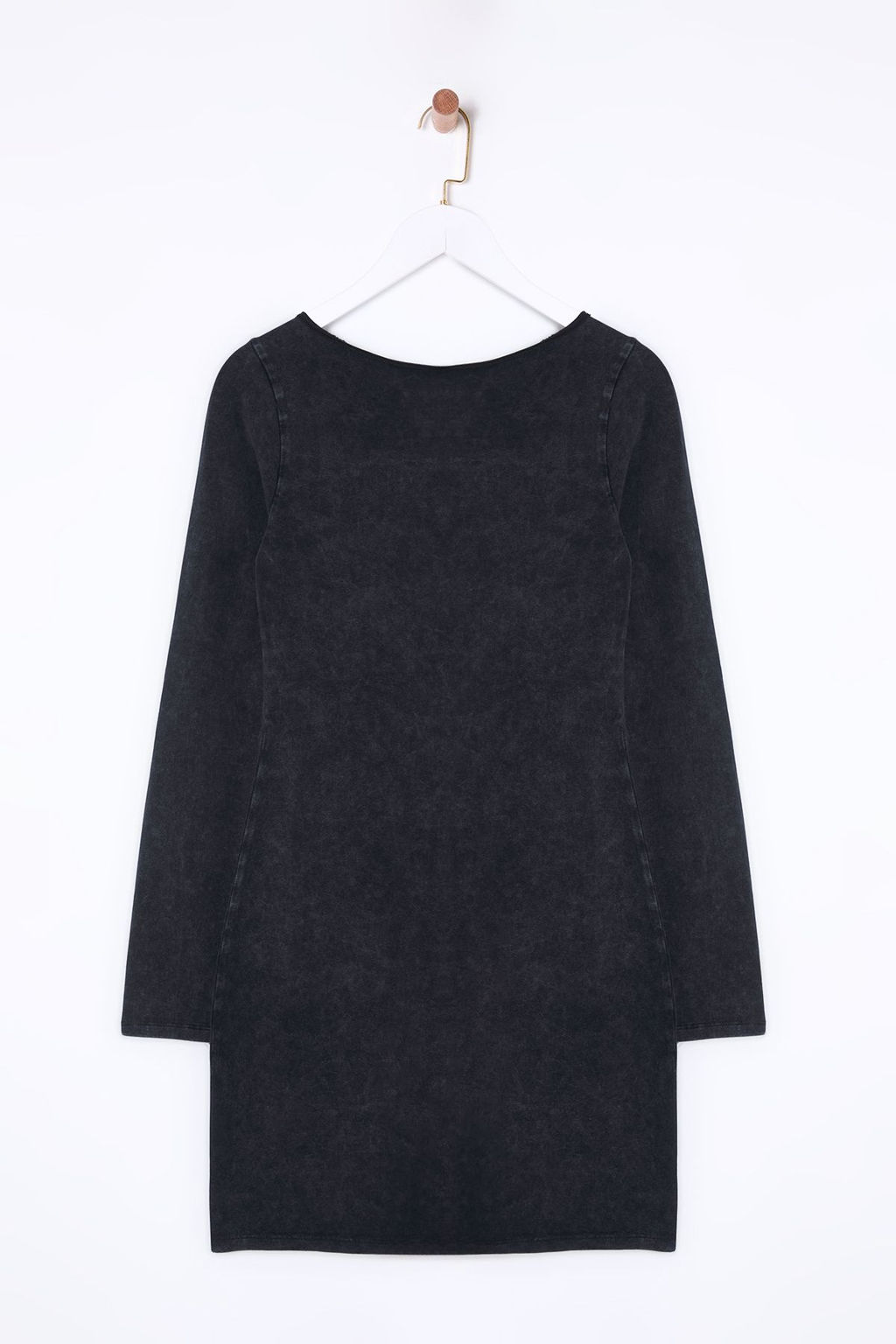 TRENDYOLMILLA Siyah Y?kamal?/Soluk Efektli Skater/Belden Ac?lan Mini Orme Elbise TWOSS25EL00066