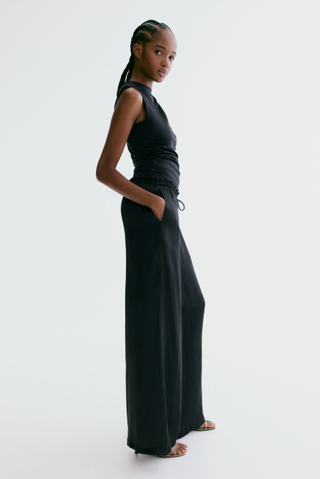 Pantal?n de sat?n con cord?n de ajuste - H&m фото 5