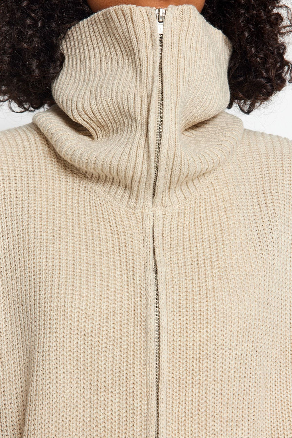 Tas Genis Kal?p Devrik Yaka Fermuarl? Triko H?rka TWOAW24HI00072