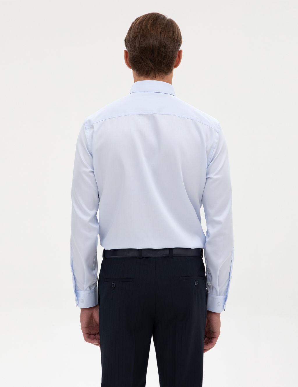 A__k Mavi Non Iron Kolay _t_lenebilir Slim Fit G_mlek