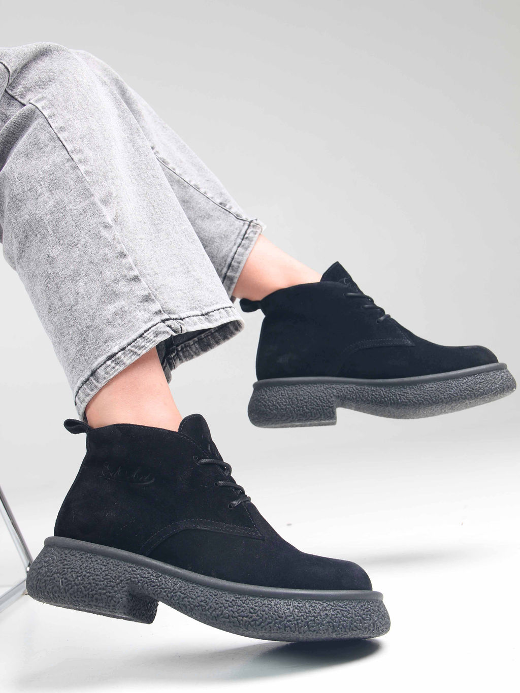 Ботинки 308.агатаbl. чёрный замша/Байка