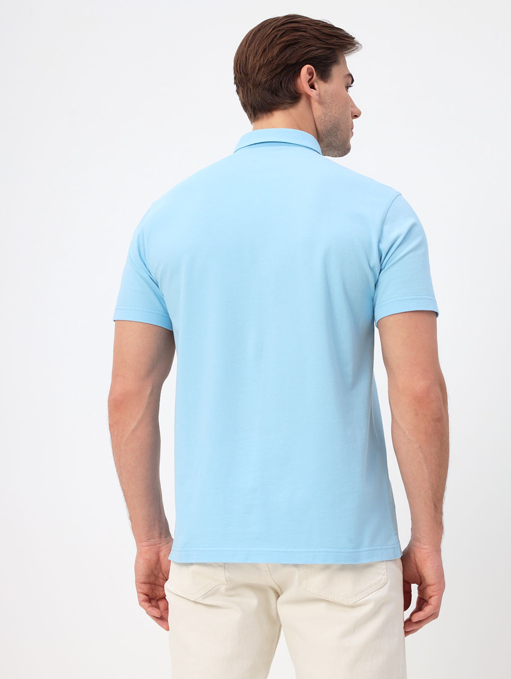 Джемпер мужской с воротником поло короткий рукав GREG G144-PO124-SA201 (голубой)  фото 6