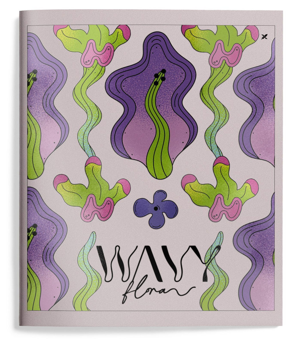 Тетрадь 48 л. А5 клетка, на скрепке, офсет LOREX WAVY FLORAL мелованный картон, запечатка форзаца, soft touch, выборочный УФ-лак - Buro фото 5