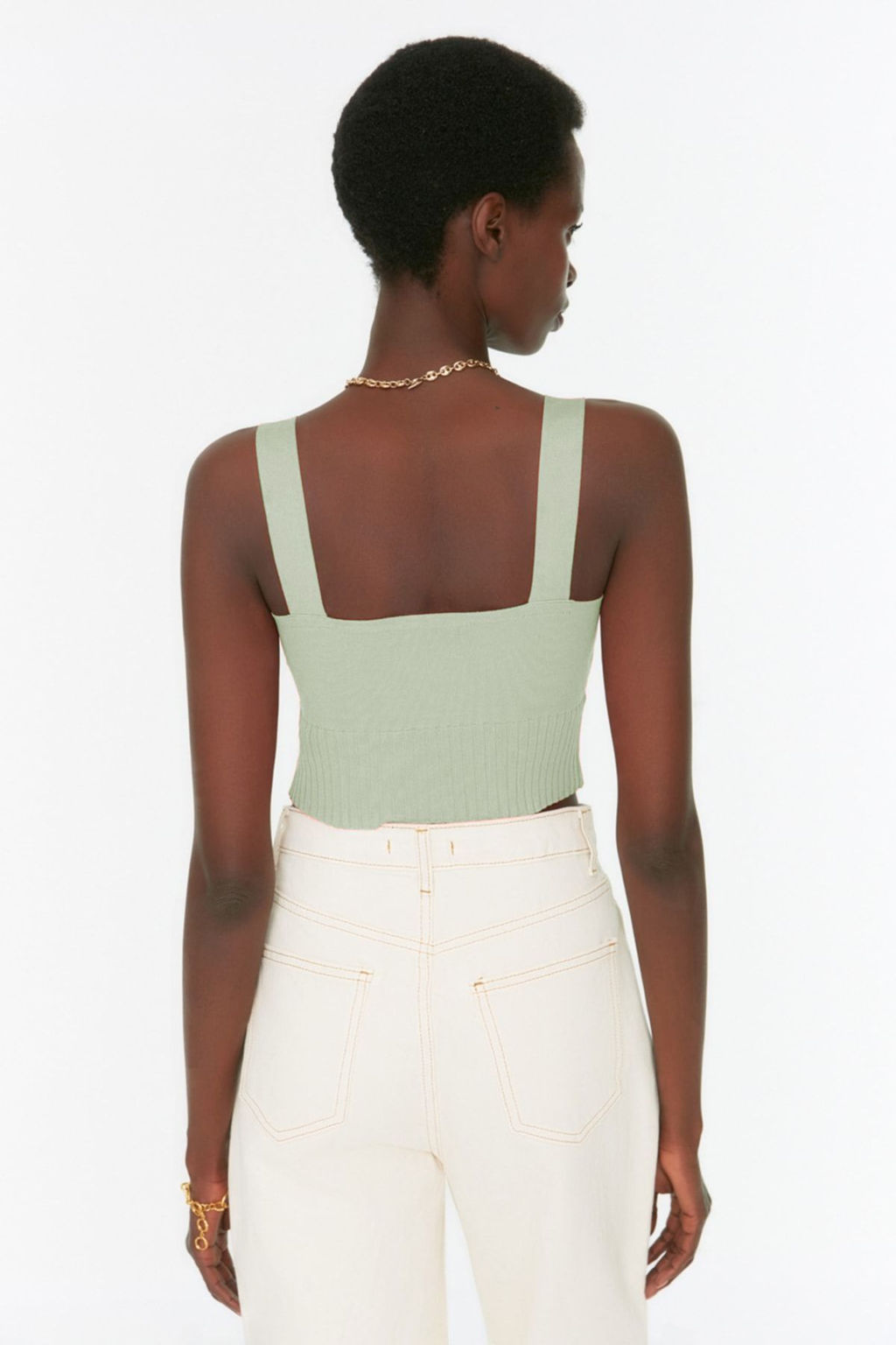 Trendyolmilla Mint Kalp Yaka Crop Triko Ince Bluz TWOSS22BZ1105  фото 5