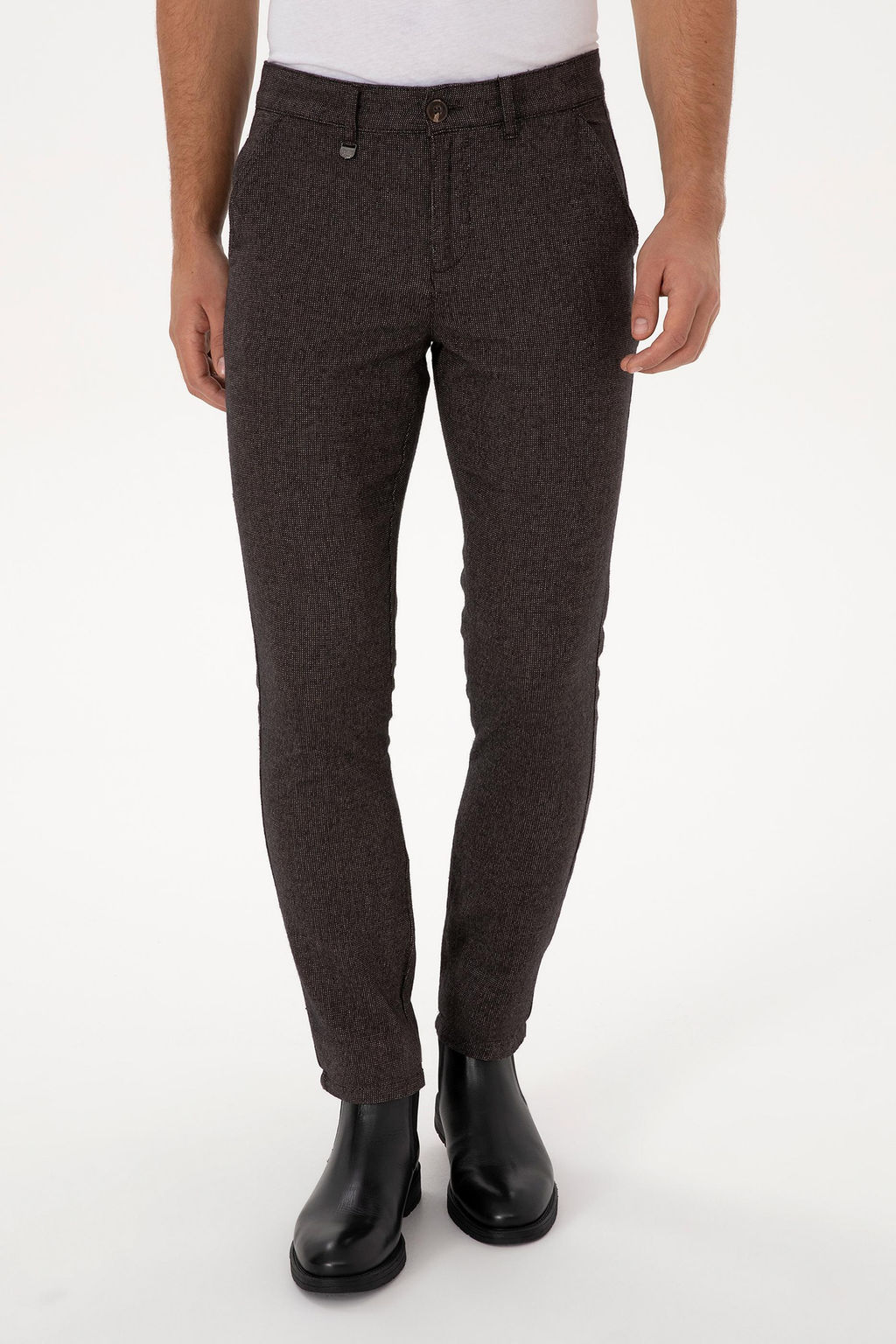 Erkek Koyu Kahverengi Slim Fit Kanvas / Chino Pantolon - U.s. polo assn фото 2