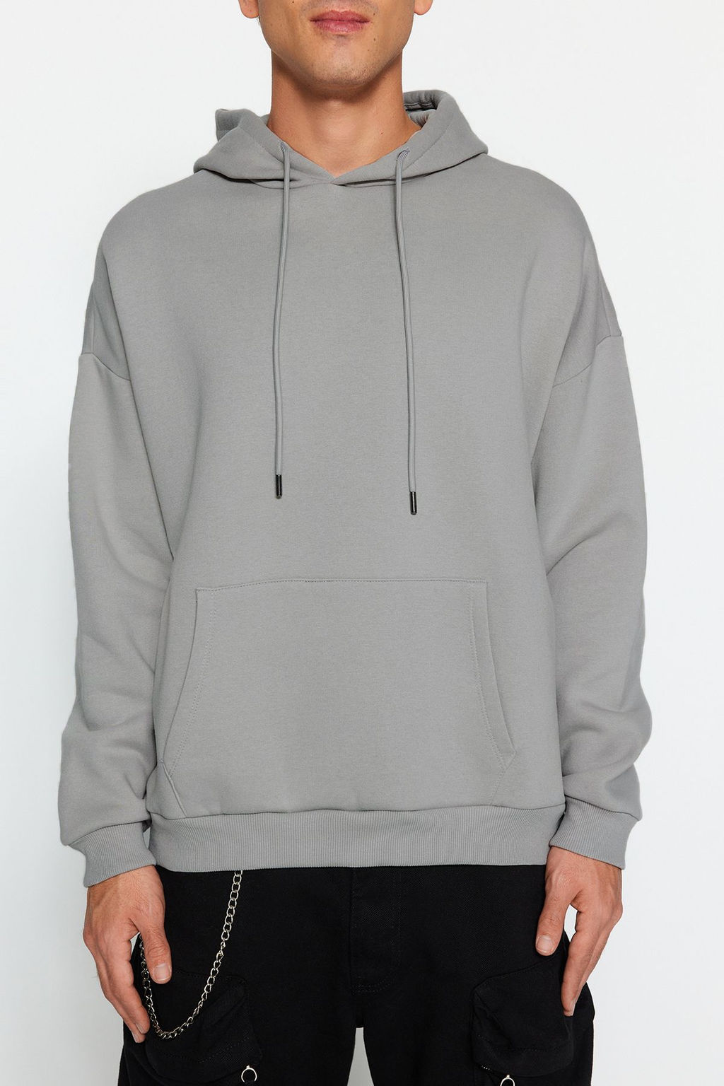 TRENDYOL MAN Premium Gri Oversize/Genis Kesim Ici Polar/S?cak Tutan Kapusonlu Sweatshirt TMNAW24SW00186 - Trendyolmilla фото 11