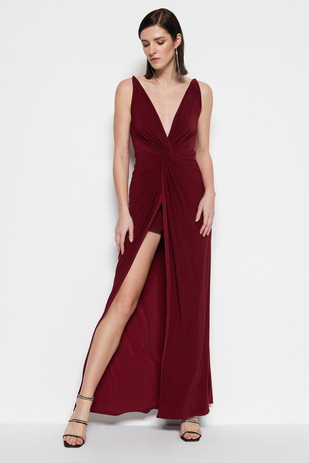 TRENDYOLMILLA Mor Astarl? Orme Uzun S?k Abiye Elbise TPRSS19UT0099  фото 3