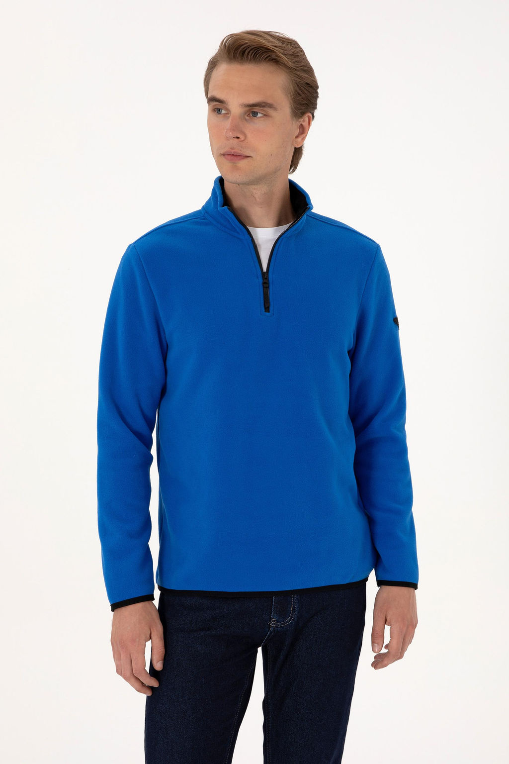Erkek Koyu Mavi Basic Sweatshirt Sepette S_rpriz _ndirim
