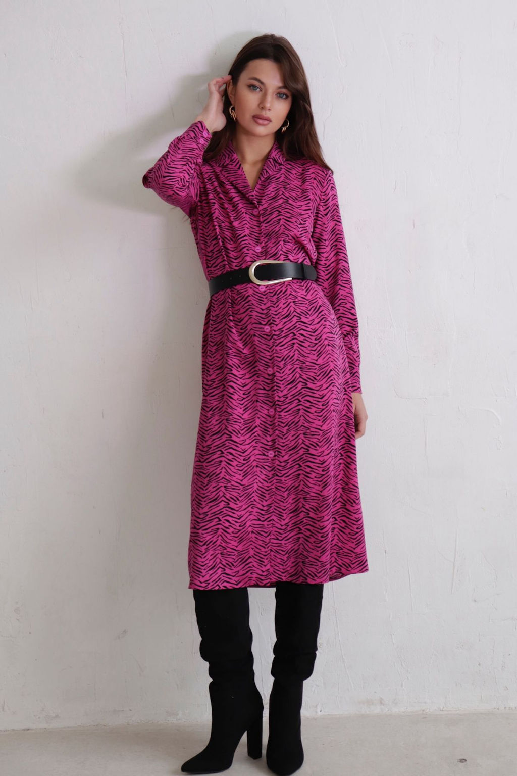 Платье-рубашка с английским воротником принт - Martichelli фото 68