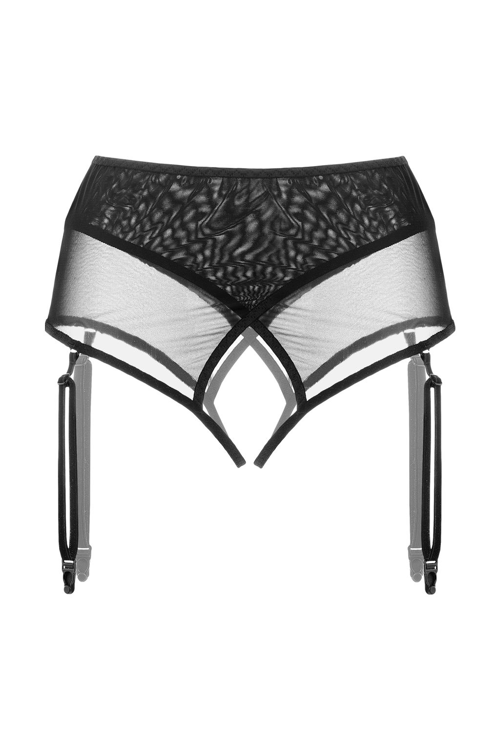 Эротические трусики-пояс для чулок Waname Pliability с высокой посадкой черные (42-44)