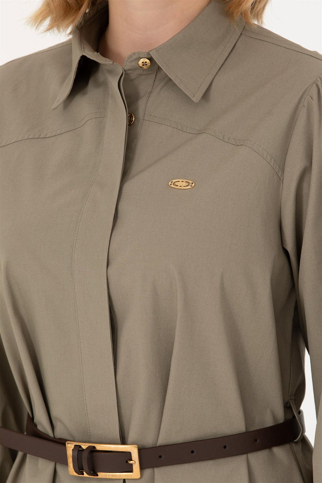 Женщина хаки тканое платье с скидкой в корзине - U.s. polo assn фото 7