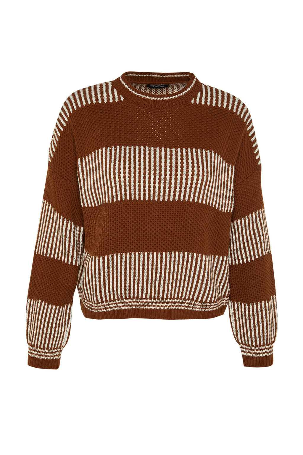 Ac?k Yesil Genis Kal?p Cizgili Triko Kazak TWOAW23KZ00012 - Trendyolmilla фото 22