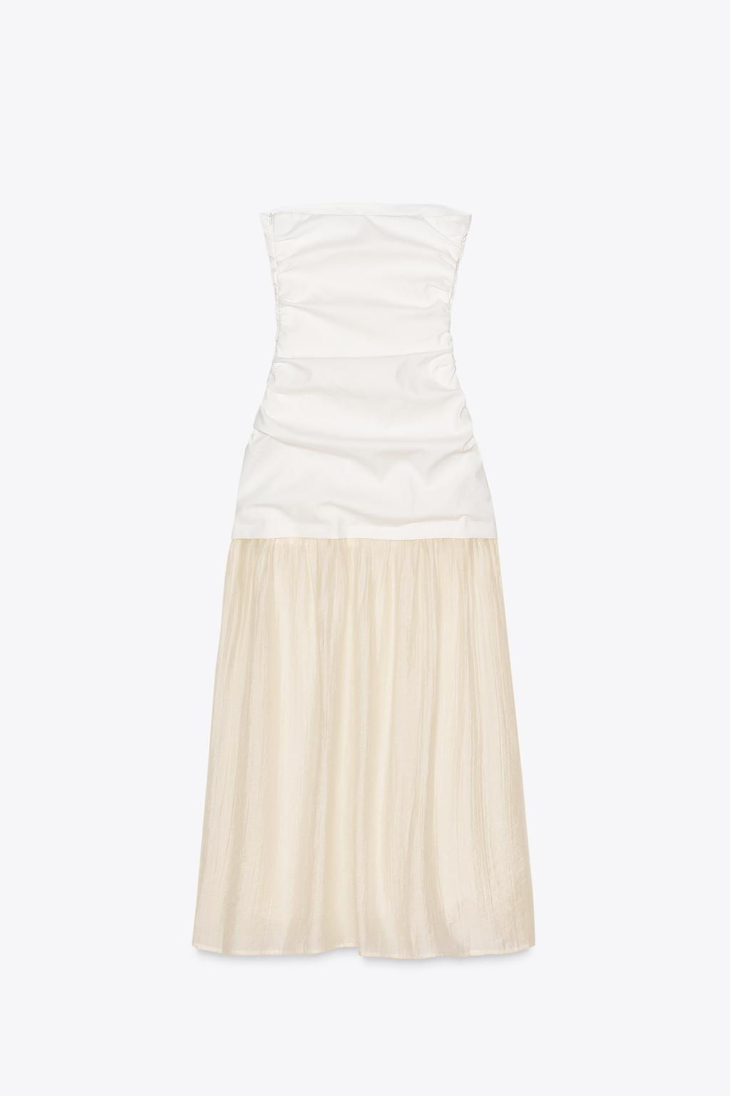 CONTRAST STRAPLESS MIDI DRESS - Zara фото 8