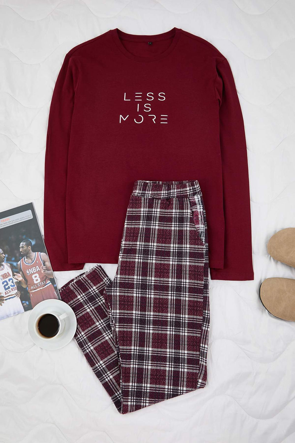 Lacivert Regular Ekose / Kareli Orme Pijama Tak?m? TMNAW26PT00055 - Trendyolmilla фото 12