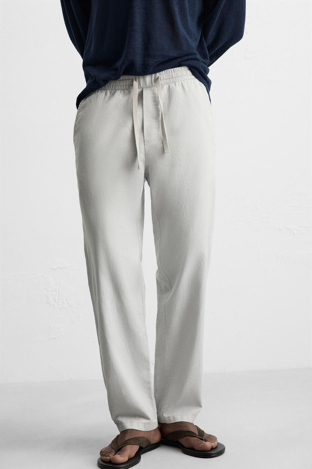 COTTON-LINEN RELAXED FIT TROUSERS - Zara фото 32