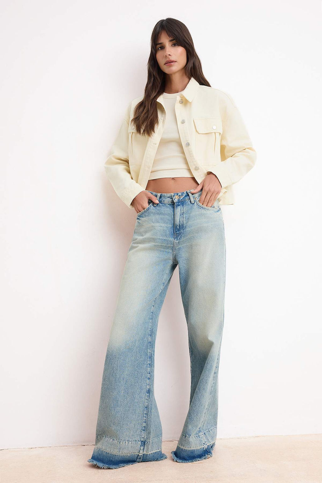 Bej Cep Detayl? Regular Denim Ceket TWOAW26CE00038