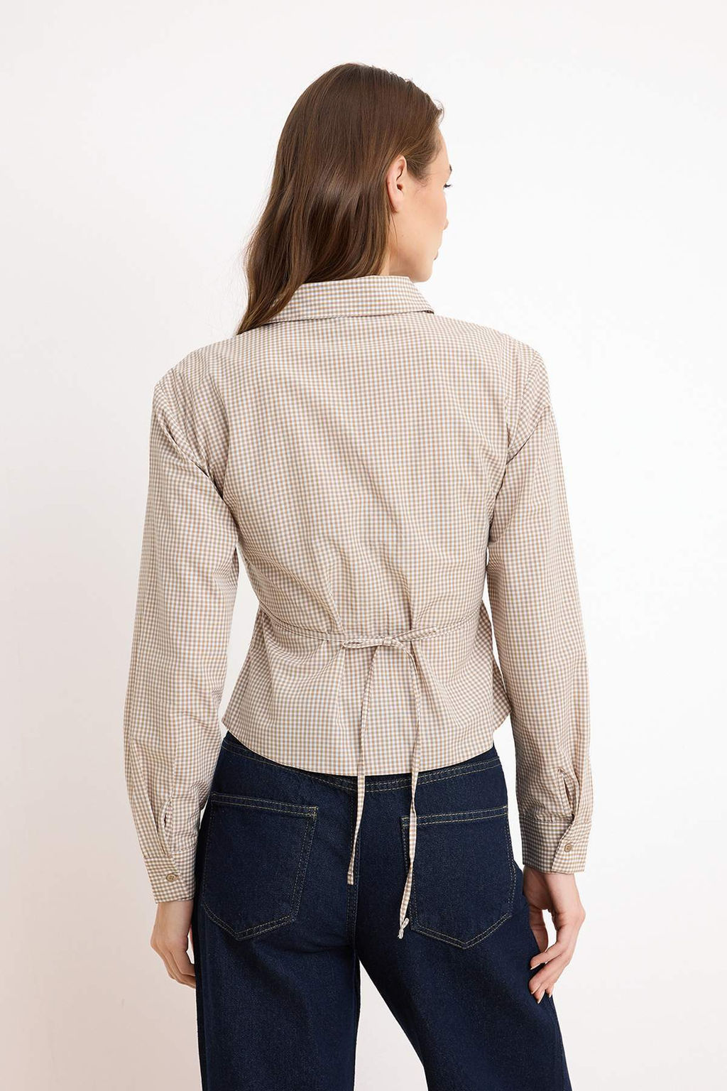 Kahverengi Potikare Bele Oturan F?rf?rl? Gomlek TWOSS26GO00030 - Trendyolmilla фото 4