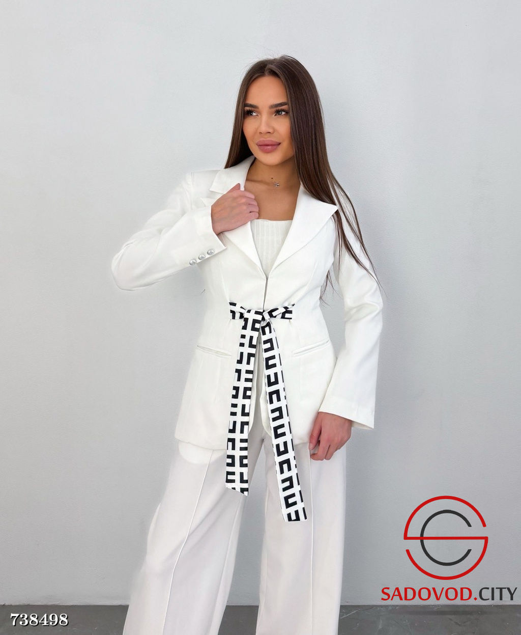 Брючный костюм классический с поясом для женщин - Bruno фото 2