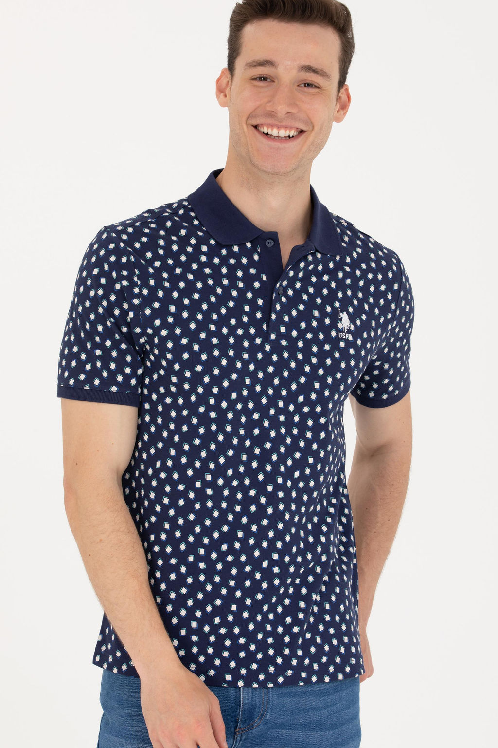 U. S. Polo Assn Мужская темно-синяя футболка с воротником-поло - U.s. polo assn фото 15