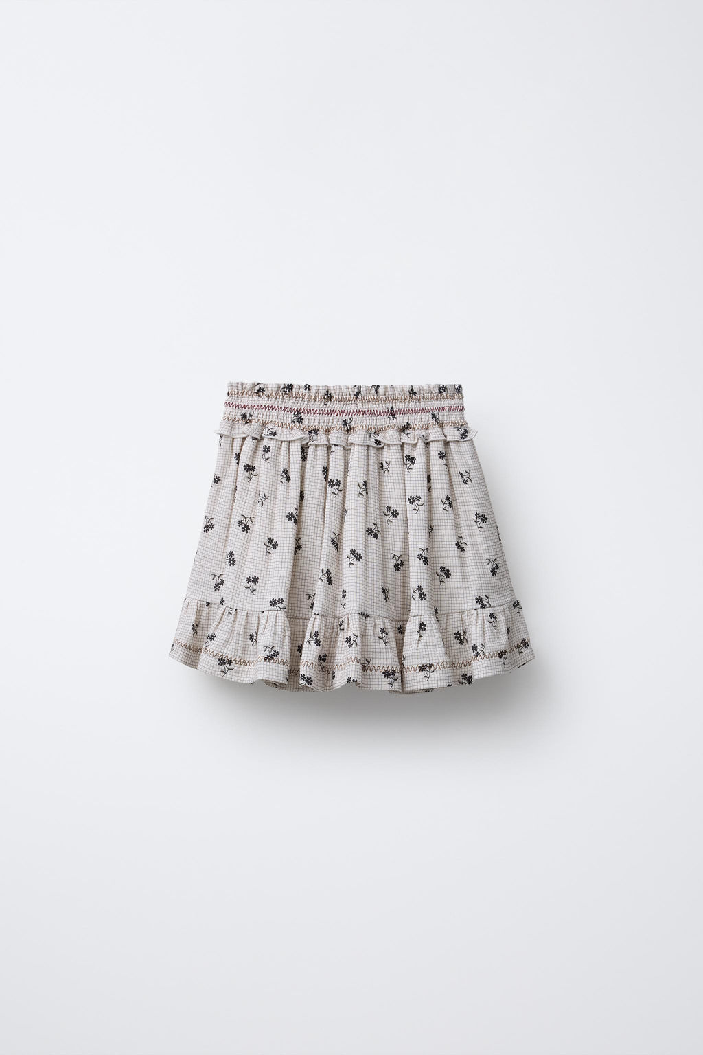 CHECK SKIRT WITH FLORAL PRINT - Zara фото 2