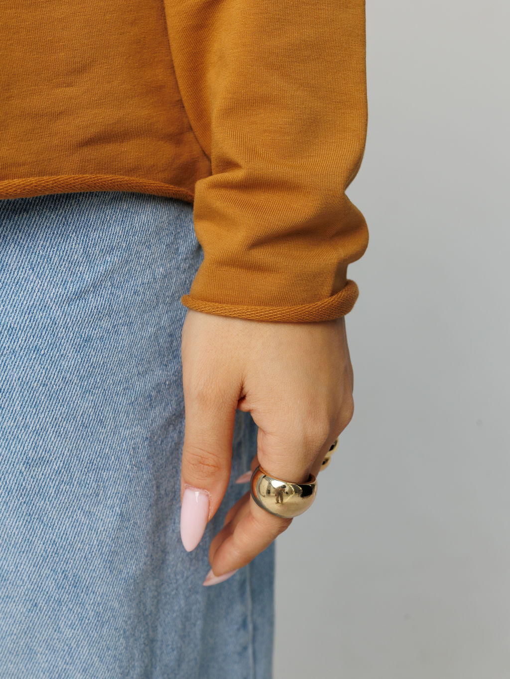 Женский лонгслив из футера 2-х нитки горчичный ВК-25 (58)