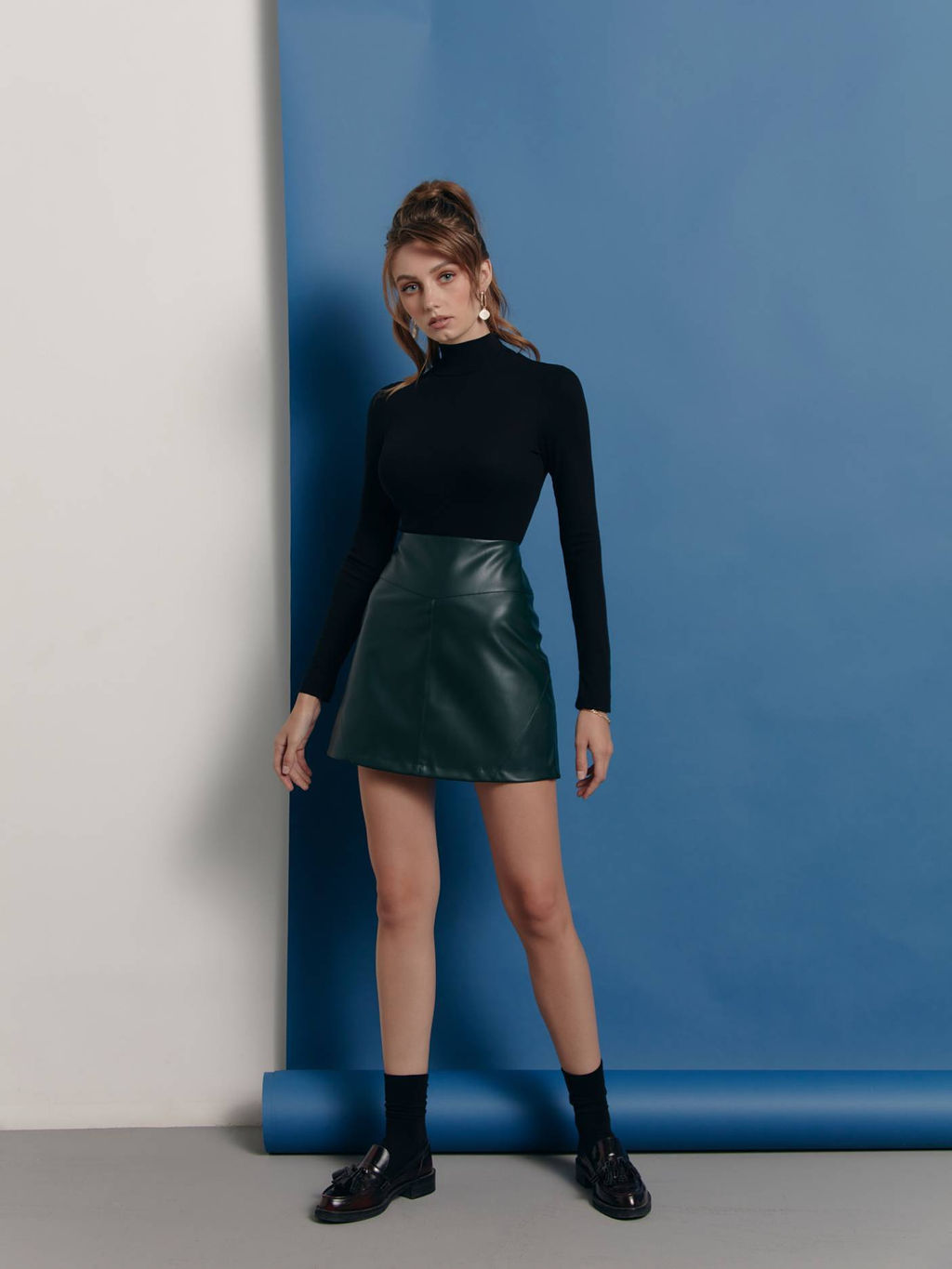 CONTE Юбка А-силуэта под кожу c рельефными линиями LU 1416 emerald emerald